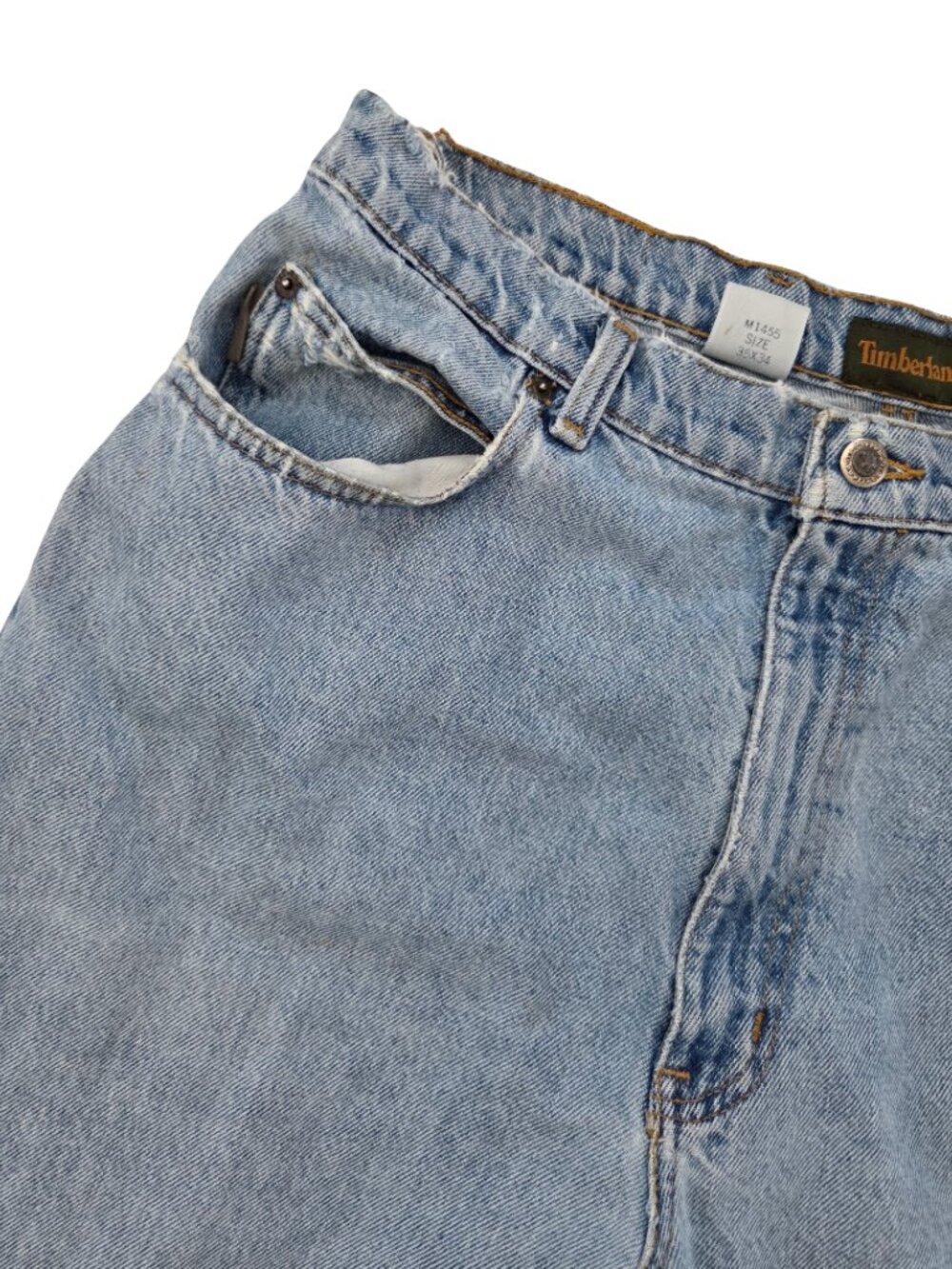 Timberland Jeans Mens 35x34 Distressed Baggy Straight Grunge Workwear Denim - Picture 4 of 16